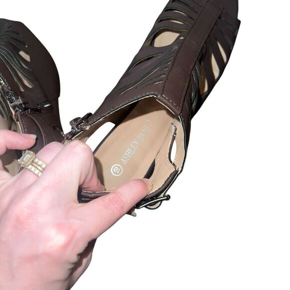 ASHLEY BLUE Brown Cut Out Cone Heel Size 10 - Picture 4 of 5